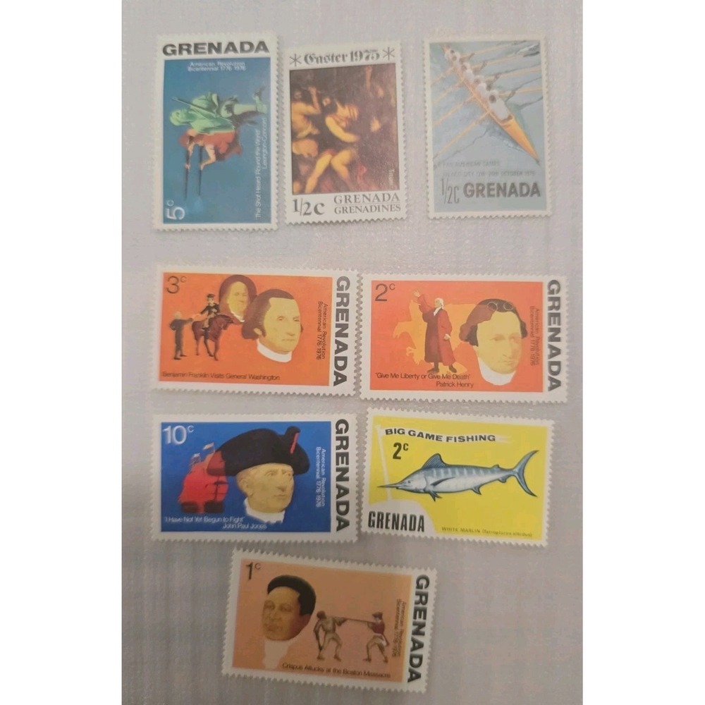 1975 Collection Of 8 Grenada Postage Stamps